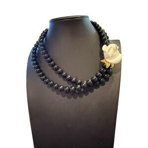 Kenneth Jay Lane for Avon KJL Vintage Midnight Rose Beaded Acrylic Necklace